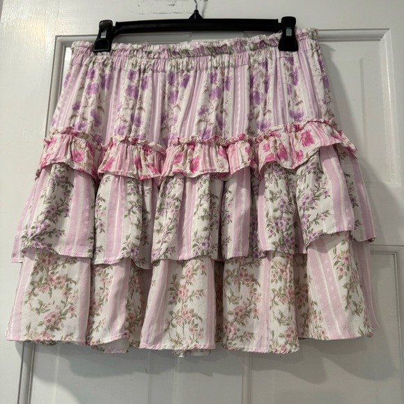 LoveShackFancy Pink/Purple Corbett Mini Skirt in Pastel Clouds. Size XL. - Picture 10 of 12